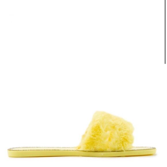 Yellow Faux Fur Sandals - Picture 5 of 5